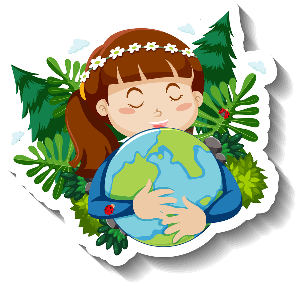 Mother Nature Hugging Earth Planet